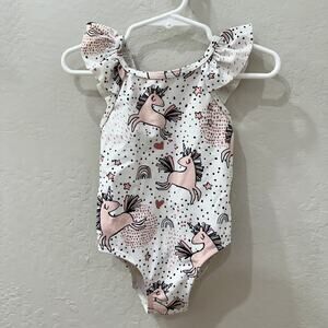 Next Pink Unicorns Ruffle One Piece Swimsuit